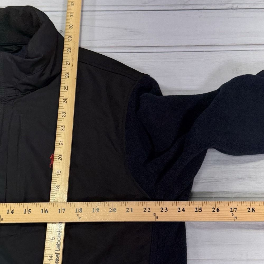 Polo Ralph Lauren Jacket L Black Blue Polartec Hooded Fleece Full Zip VTG 90s - Picture 11 of 11